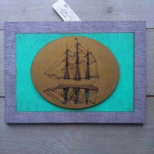 Cuadro artesanal grabado en madera de barco